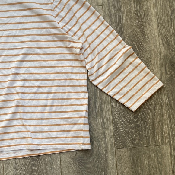 J. Crew - 100% Cotton Tan & White Striped Long Sleeve Tee - Size XL - Picture 3 of 6